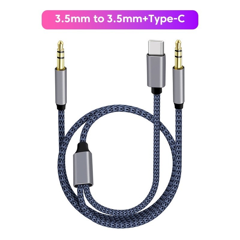 Marjay 2-in-1 สายชาร์จเสียง Aux ฟังเพลง 3.5 มม. เป็น type-c เชื่อมต่อการถ่ายโอน