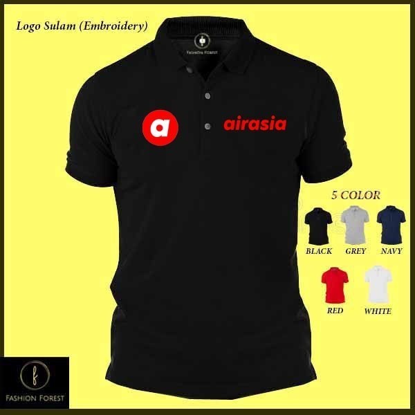 ไมโครไฟเบอร์แห้งพอดีแห้งเร็ว Jersi Jersey Polo T เสื้อโลโก้ Sulam เย็บปักถักร้อย AIRASIA RIDE AIR AS