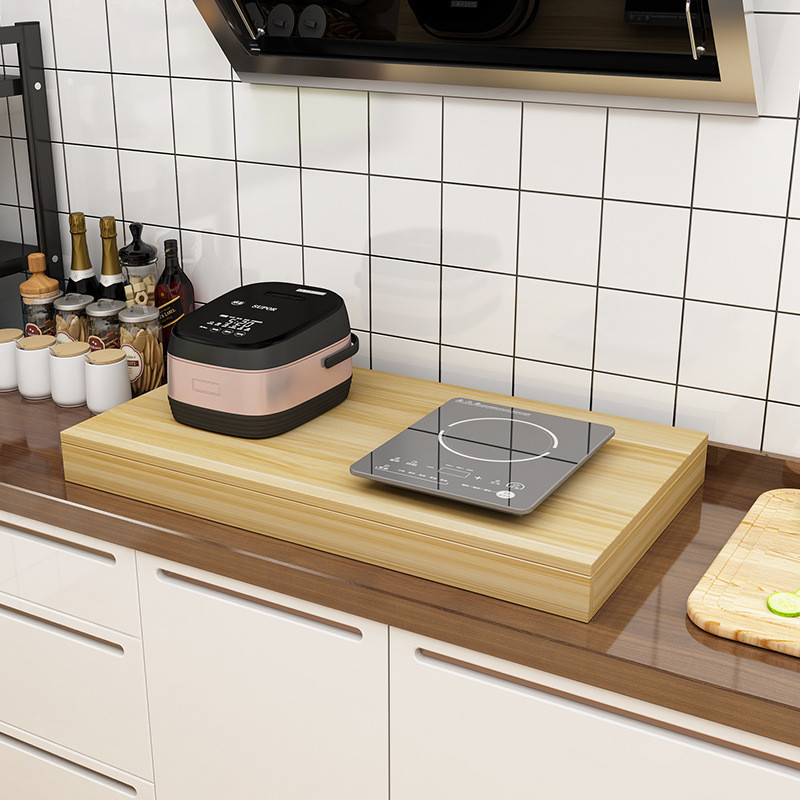 ฝาครอบเตาแก๊สแบบปิดทั้งตัว ฝาครอบเตาแก๊ส ที่วางเตาแม่เหล็กไฟฟ้า โต๊ะไม้ ที่วางเตาแก๊ส ที่วางเตาแก๊ส