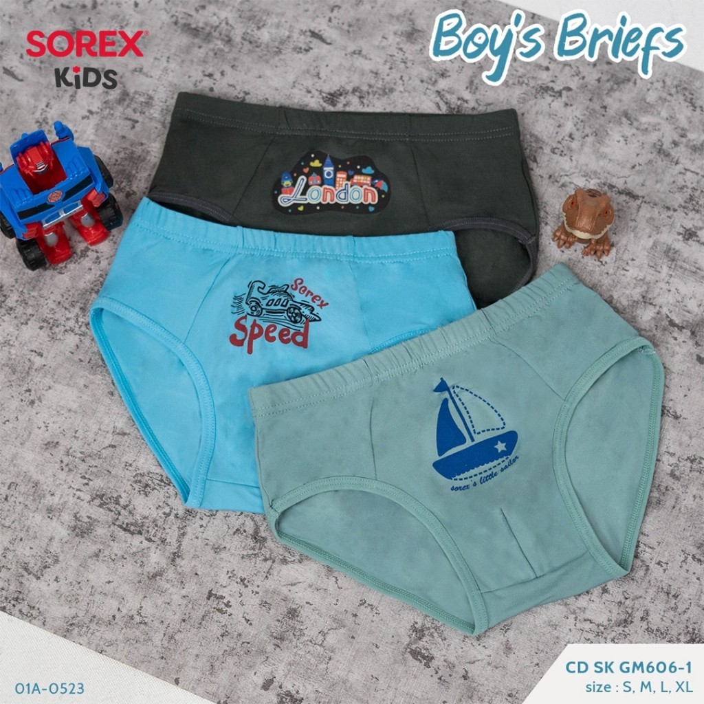 Sorex Kids 1 PACK (4 ชิ้น) Boy& 39;s Briefs CD Super Soft Boys กางเกงในสามเหลี่ยม | ซีดี Sk GM 606