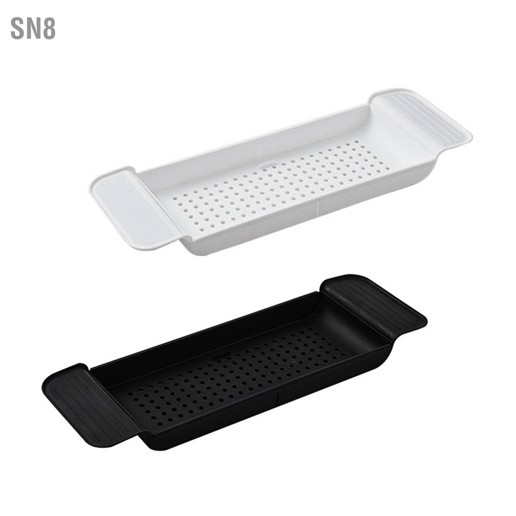 SN8 ถาดอ่างอาบน้ำตำแหน่งที่มั่นคงขยายวัสดุพลาสติกการออกแบบการระบายน้ำแคดดี้อาบน้ำโต๊ะอ่างสำหรับห้องน้ำ
