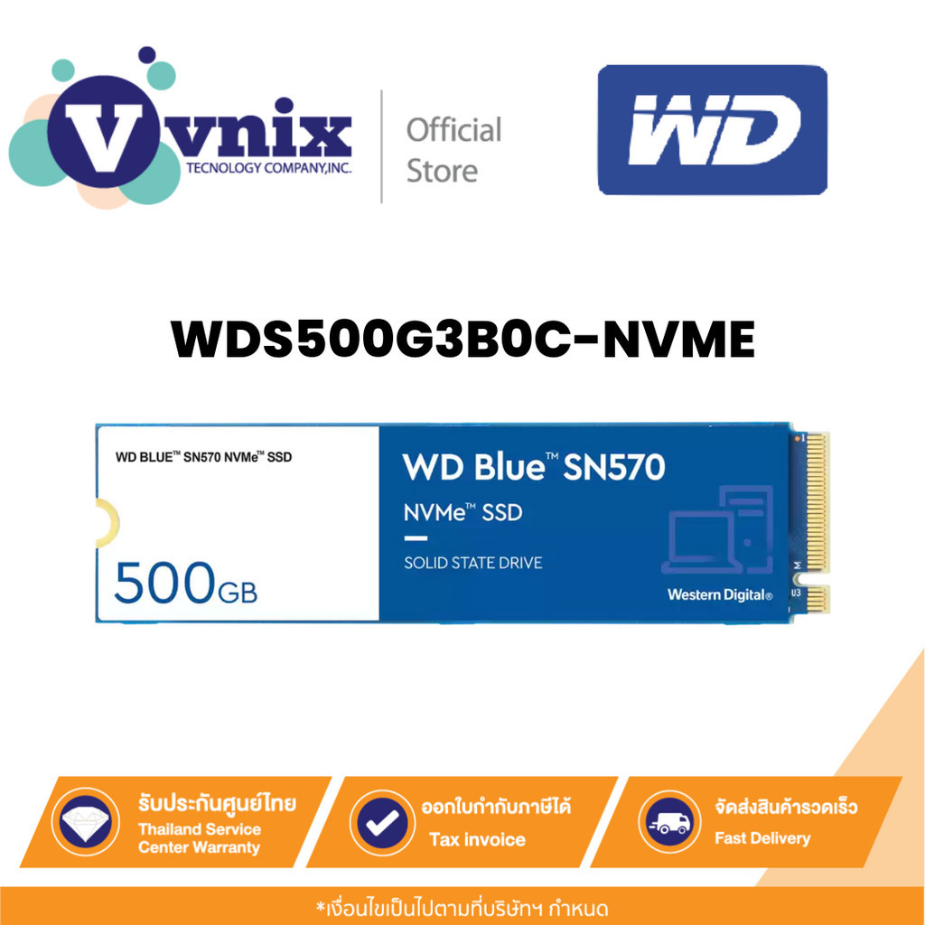 WDS500G3B0C-NVME WD BLUE SSD NVME 500GB SN570 By Vnix Group