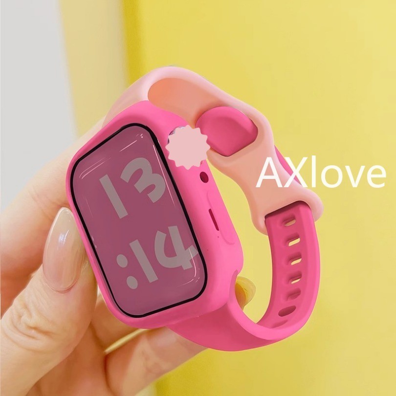 ลูกอม กรณี + สายรัดสองสีเข้ากันได้สําหรับแอปเปิ้ลดู46มิลลิเมตรชุด10 9อัลตร้า2 49มิลลิเมตร45มิลลิเมตร41มิลลิเมตร44มิลลิเมตร38มิลลิเมตร42มิลลิเมตร40มิลลิเมตรสําหรับ ฉันดู 8 7 กับ 6 5 4 3กีฬาส