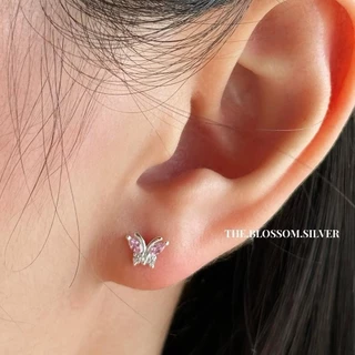 Butterfly cz S925 | ต่างหูผีเสื้อพลอย | ขนาด 7*5 มิล | เงินแท้ 92.5% (ราคาต่อคู่) ต่างหูเงินแท้ งานช่างไทย