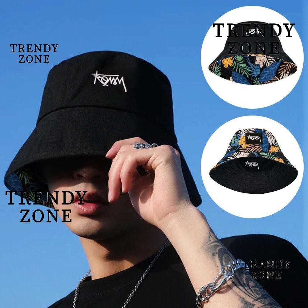 Trendyzone หมวกบักเก็ตผู้ชาย พับได้ แบบพกพา หมวกชาวประมง
