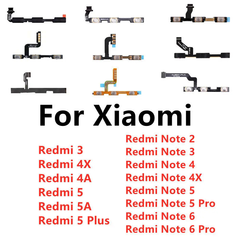 ปุ่มปรับระดับเสียงเปิดปิดปุ่ม Flex สําหรับ Xiaomi Redmi 3X 3 3S 4X 4A 5 Plus หมายเหตุ 5 5A 2 4 3 Pro