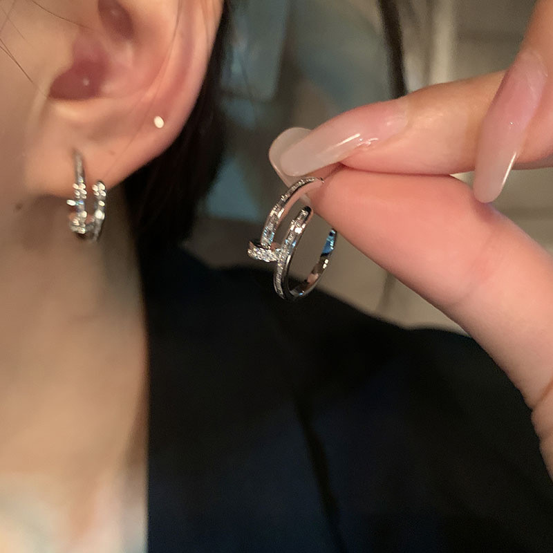 ต่างหูห่วง ประดับเพชร คุณภาพสูง สไตล์เกาหลี หรูหรา เครื่องประดับ สําหรับผู้หญิง