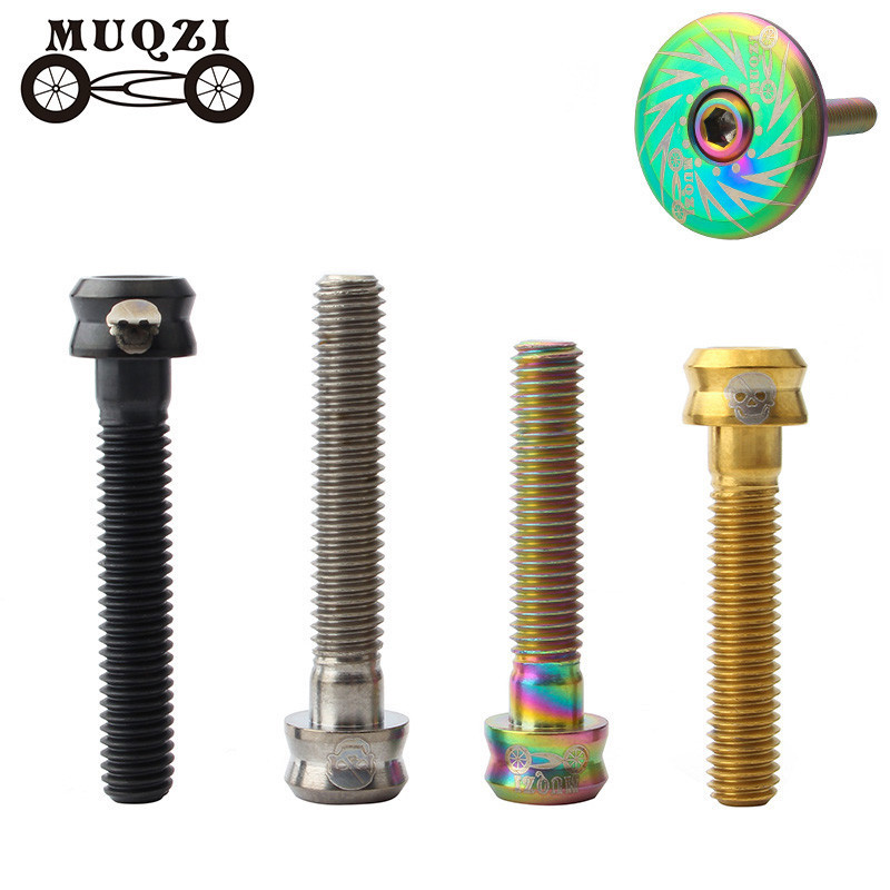 Muqzi จักรยาน M6 ไทเทเนียม Stem Top หมวกสกรู M6x35 มม.M6x30 มม.Super Light MTB จักรยานชุดหูฟัง Top Cap Bolt
