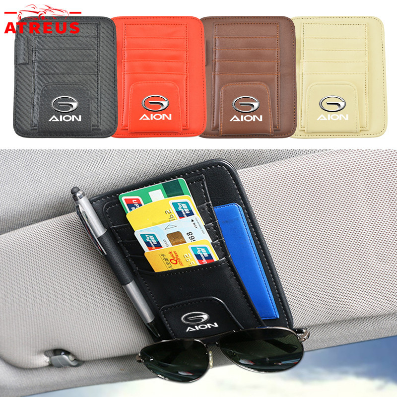 GAC Aion Y Plus EV ที่เก็บบัตรในรถยนต์ ที่บังแดดรถยนต์ ที่เก็บของในรถ หนัง PU สากล ที่ใส่เก็บบิล ปากกา นามบัตร กล่องแว่นกันแดด