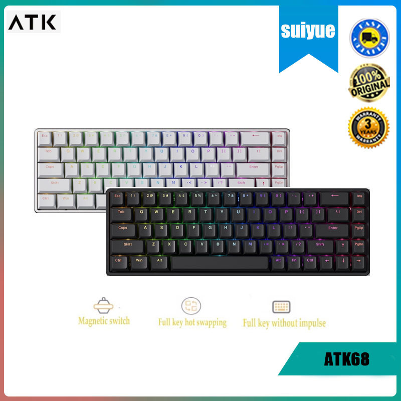 (มีสินค้า)ATK Atk68 คีย์บอร์ดเกมมิ่ง แกนแม่เหล็ก PBT 68 คีย์ แบบใส โหมด RT