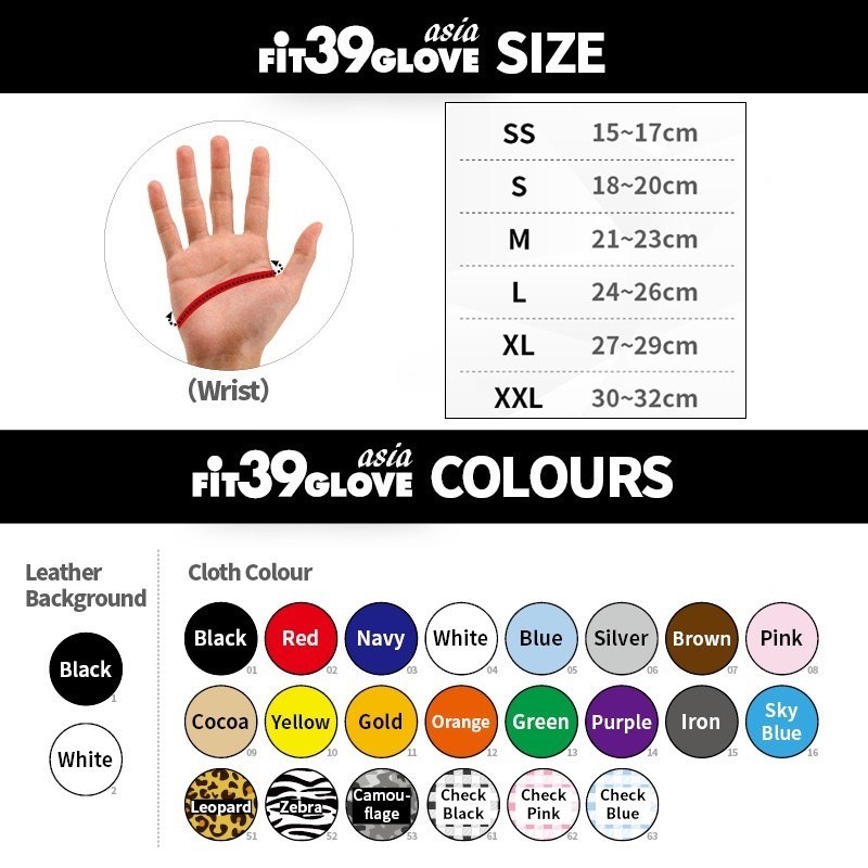 ★ Fit39 ★ ถุงมือกอล์ฟ No.1 สไตล์ญี่ปุ่น *CLASSIC* - BlackWhite Base 【1 คู่】 - รูปที่ 2