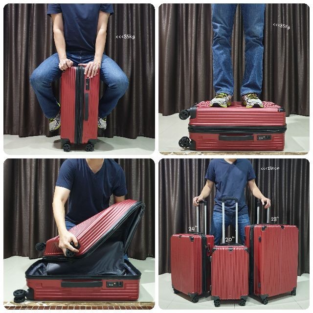 TRAVELER กระเป๋าเดินทาง รุ่น anti49 ทรงเหลี่ยม ซิปกันกรีด ซิปขยาย กันมุมอลูมิเนียม 4ล้อ 20นิ้ว 24นิ้ว 28นิ้ว ทน