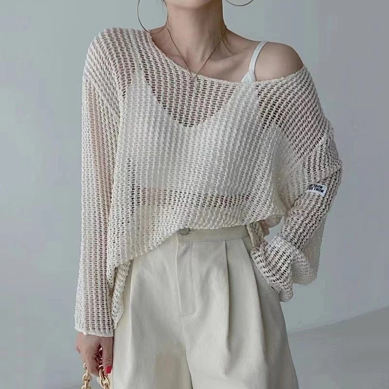 Suxi เสื้อถัก คอกลม แขนยาว ทรงหลวม สไตล์เกาหลี เรโทร แฟชั่นสําหรับผู้หญิง 240305