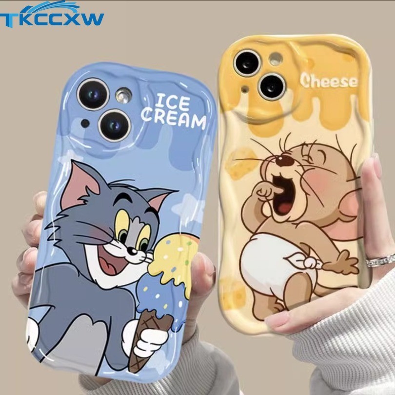 เคสโทรศัพท์มือถือนิ่ม กันตก ขอบโค้ง ลายการ์ตูน Tom and Jerry 3D สําหรับ Samsung Galaxy A55 A54 A53 A52 A52S A51 A50 A50S A30S A35 A34 A33 A32 A25 A24 A23 A22