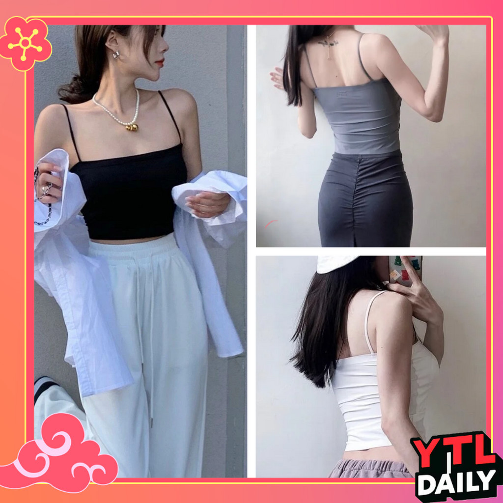 [YTL]Cooling Fabric สายเดี่ยว เกาะอกมีสาย ใส่สบาย ไร้ขอบไร้โครง มีฟองน้ำ 32-36 ใส่เที่ยวได้ เสื้อผ้าผู้หญิง ผ้านิ่ม