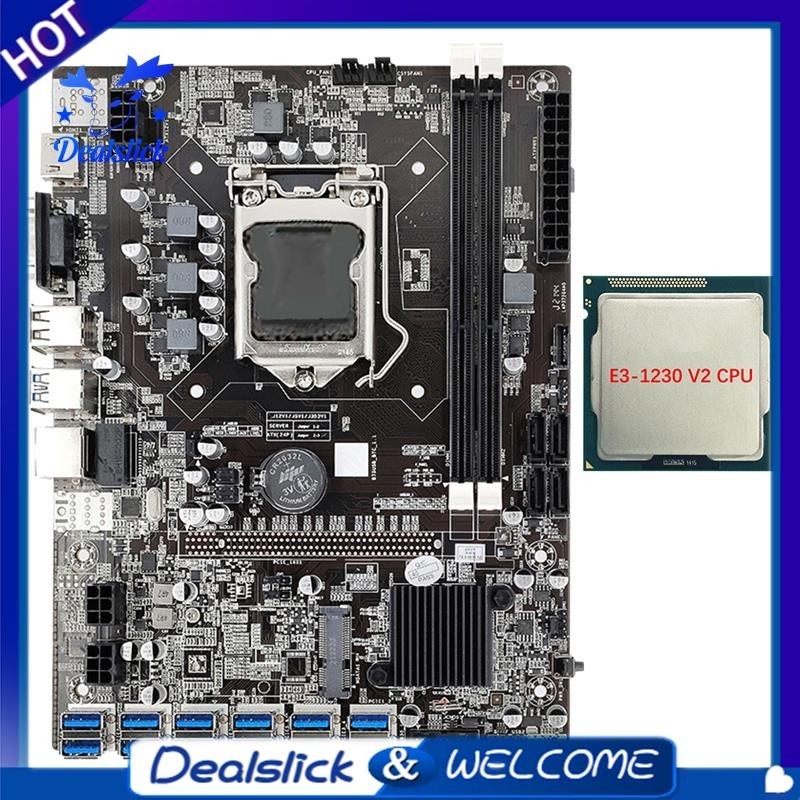 【Dealslick】เมนบอร์ดขุดเหมือง B75 12 GPU E3-1230 V2 CPU 12 USB3.0 เป็น PCIE 1X ช่องกราฟิก LGA1155 2x DDR3 RAM SATA3.0 สําหรับ BTC ETH