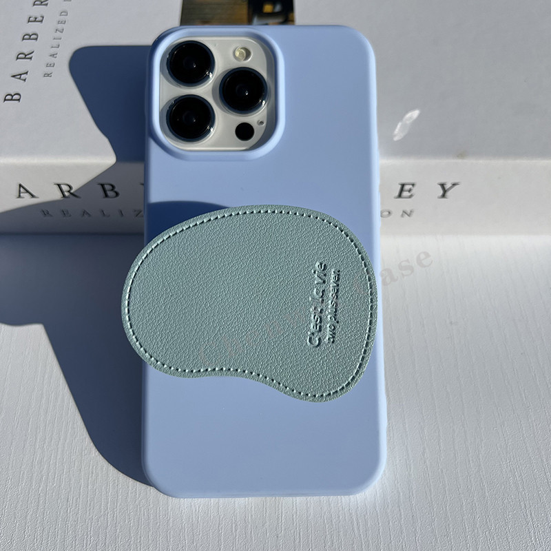 Matte Soft Case พร้อม PU หนังผู้ถือโทรศัพท์ Grip สําหรับ iPhone 16 15Promax 15 15Pro 14 14Pro 14Promax 13Pro 13Promax 12 12Promax 11 11Promax X Xr Xsmax 14Plus 11Pro 7Plus 13mini