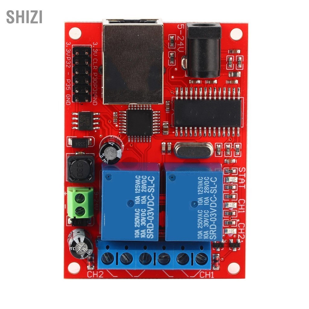 ShiZi โมดูลคอนโทรลเลอร์ LAN Ethernet คุณภาพสูง 2 Way Relay Board Delay Switch DC5V-24V