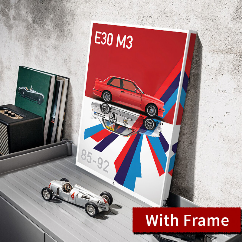 (พร้อมกรอบ) โปสเตอร์รถยนต์ ลายนามธรรม E30M3 สําหรับตกแต่งผนังบ้าน ห้องเด็กผู้ชาย