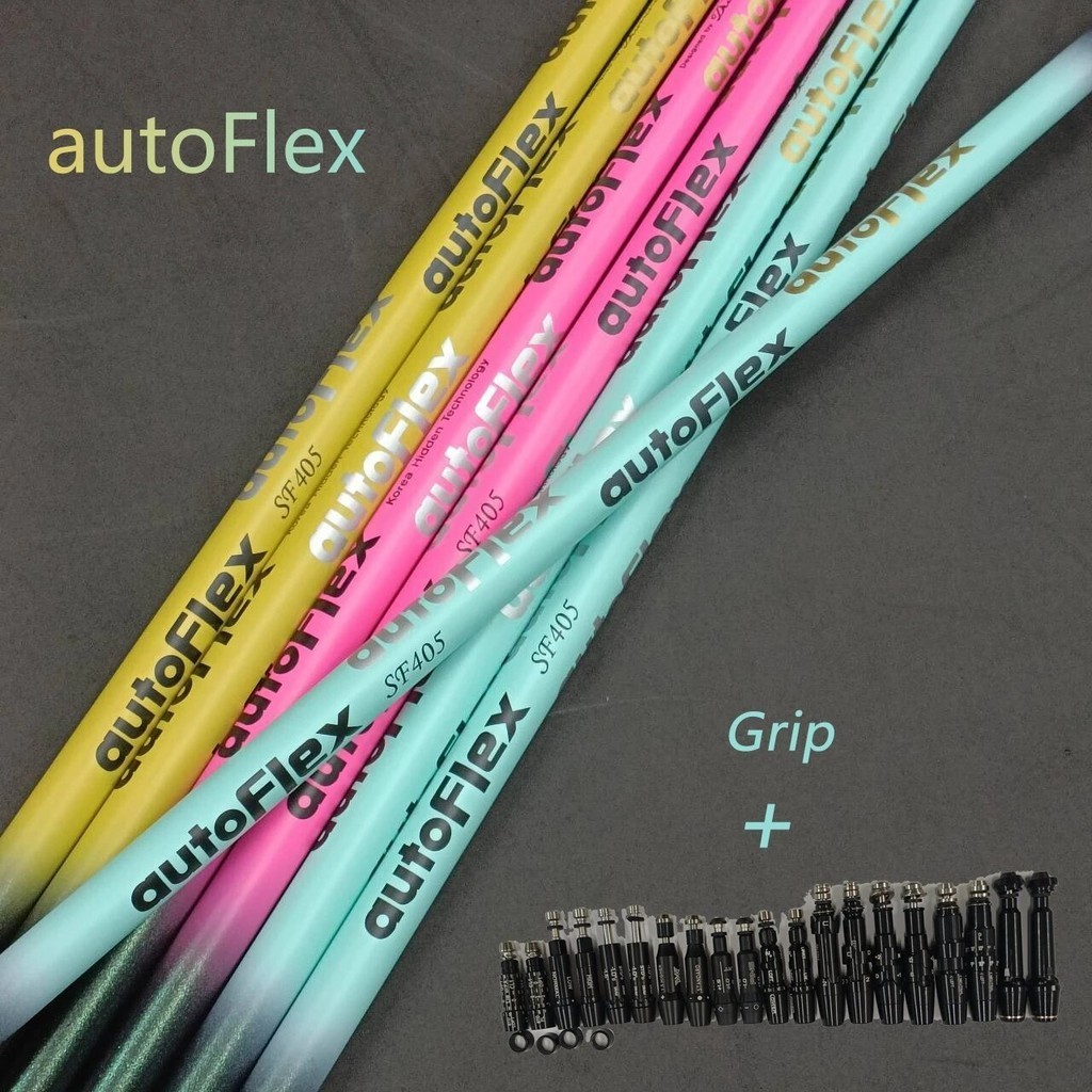 เพลากอล์ฟ ออโต้เฟล็กซ์ สีชมพู เหลือง และฟ้า SF405 ฟรีปลอก และด้ามจับ