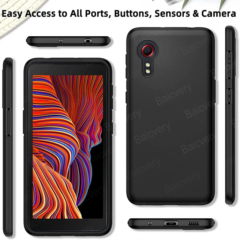 เคสโทรศัพท์ Samsung Galaxy Xcover 5 SM-G525F SM-G525N / Xcover5 Enterprise Edition / Xcover 7 เคสโทรศัพท์สีดําคุณภาพสูง Matte Soft TPU ป้องกันกลับกันกระแทก