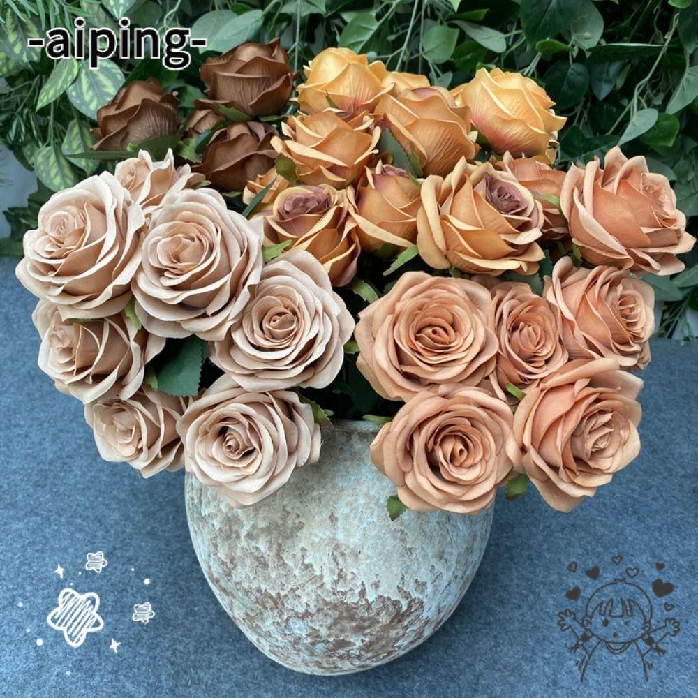 Aiping ดอกไม้ประดิษฐ์ 9 หัว หลากสี สไตล์วินเทจ สําหรับตกแต่งบ้าน งานแต่งงาน ปาร์ตี้