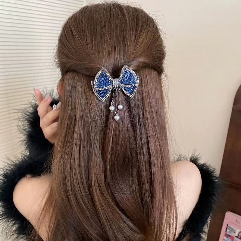 โบว์เพทาย กิ๊บผู้หญิง แฟชั่นเกาหลี หรูหรา มุก พู่ กิ๊บติดผม กิ๊บติดผม เครื่องประดับผม สําหรับเด็กผู้หญิง