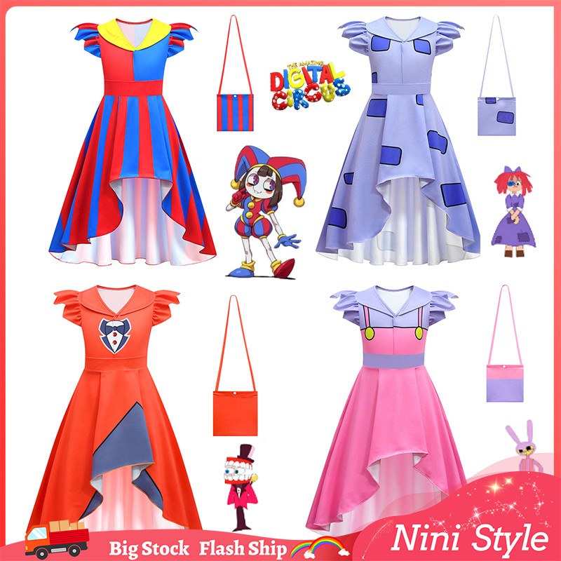 อะนิเมะ Amazing Digital Circus ชุดสําหรับเด็กสาว Pomni Ragatha Jax Caine Zooble คอสเพลย์เครื่องแต่งก