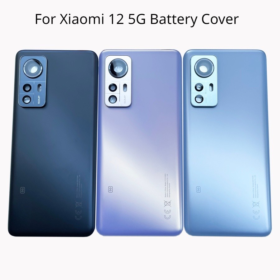 ฝาครอบกระจกด้านหลังสําหรับ Xiaomi 12 5G ประตูหลังเปลี่ยนแบตเตอรี่ฝาครอบด้านหลัง Mi Mi12 สิบสองพร้อมเลนส์กล้อง