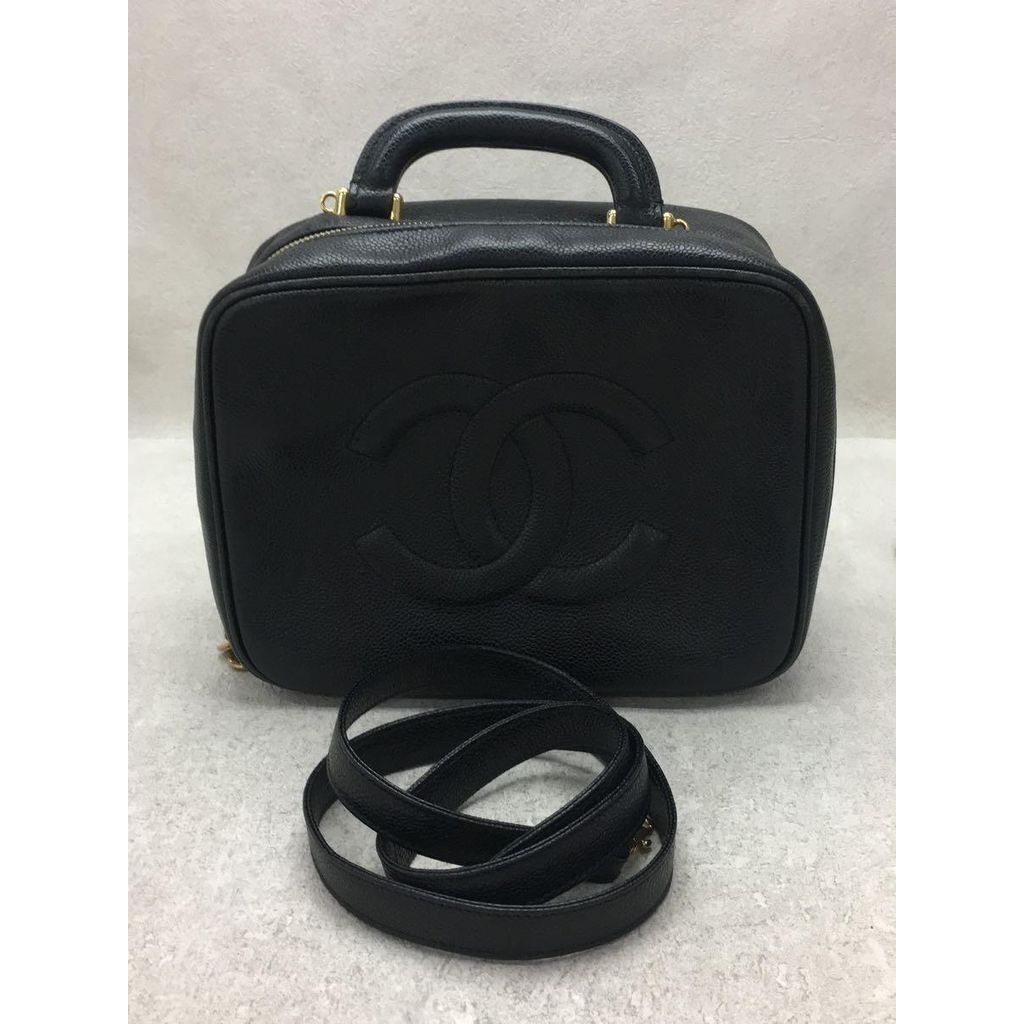 Chanel กระเป๋าถือ กระเป๋าโต๊ะเครื่องแป้ง Coco Mark Caviar สีดํา ส่งตรงจากญี่ปุ่น มือสอง
