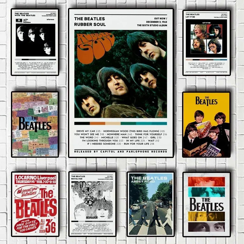 โปสเตอร์ผ้าใบ พิมพ์ลาย The Beatle-Poster Rubber Soul Album Tracklist สําหรับตกแต่งผนังบ้าน SV4K