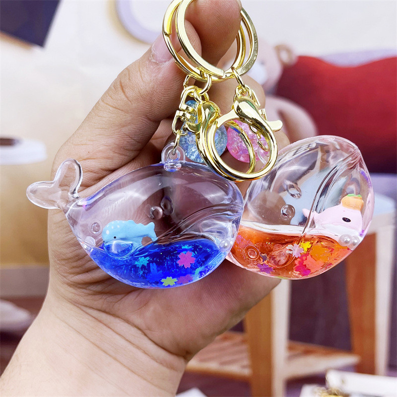 พวงกุญแจ จี้ตุ๊กตาปลาวาฬ ประดับกลิตเตอร์ ขนาดเล็ก เหมาะกับของขวัญ สําหรับกระเป๋านักเรียน