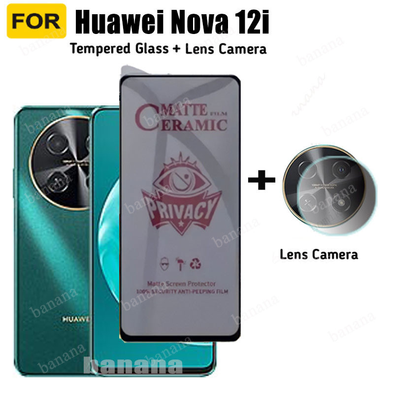 2 in 1 ฟิล์มเซรามิค กันรอยเลนส์กล้อง กันแอบมอง สําหรับ Huwei Nova 12i Nova 12SE 12s