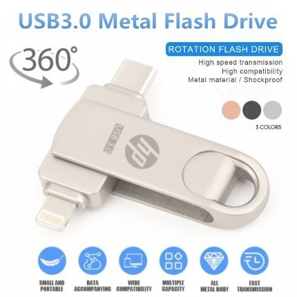 แฟลชไดรฟ์ 2 in 1 HP 1TB Otg iXpand TypeC 512GB Otg สําหรับ iPhone