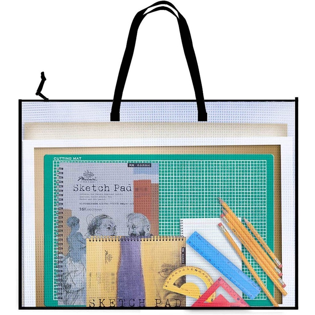 63 ซม.X 48 ซม.Art Portfolio Bag, Artist Supply Organizer พร้อมที่จับ,ซิปโฟลเดอร์จัดเก็บสําหรับงานศิลปะ,โปสเตอร์,สมุดภาพ, Keepsake และ Bulletin Board