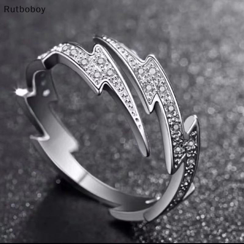 [Rut] แหวนเงิน ประดับเพทาย สไตล์พังก์ ฮิปฮอป ปรับได้ ของขวัญ เครื่องประดับแฟชั่นผู้ชาย COD