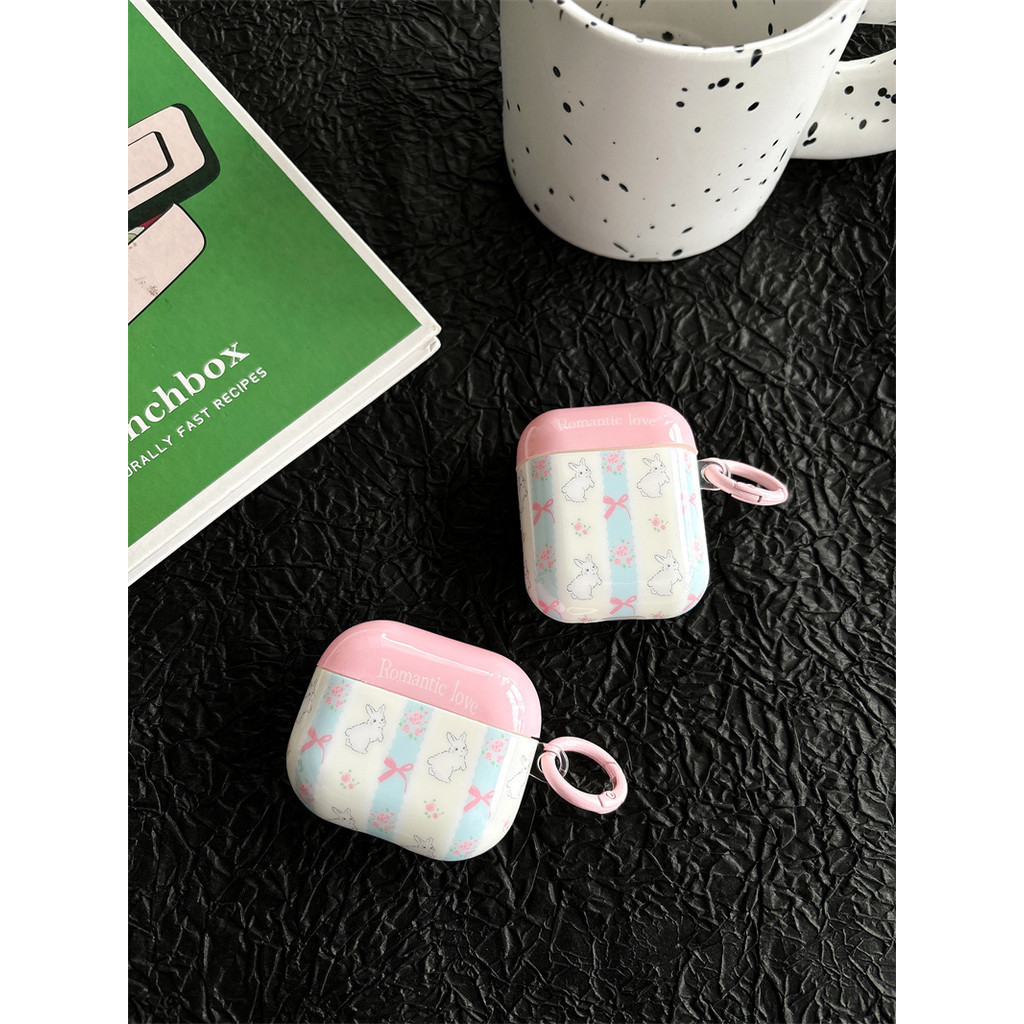 โบว์กระต่ายสําหรับ Airpods4 Airpods1/2 3 Pro Pro2 ชุดหูฟังไร้สายบลูทูธป้องกันกรณี AirPodsPro peo2 3 4 หูฟังป้องกันกรณี