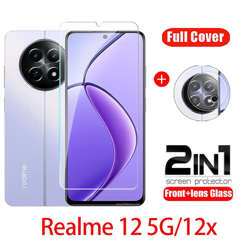 Realme 12 12X 5G 2024 realme realmi ฟิล์มกระจกนิรภัยกันรอยหน้าจอ แบบเต็มจอ 2in1 สําหรับ realme12
