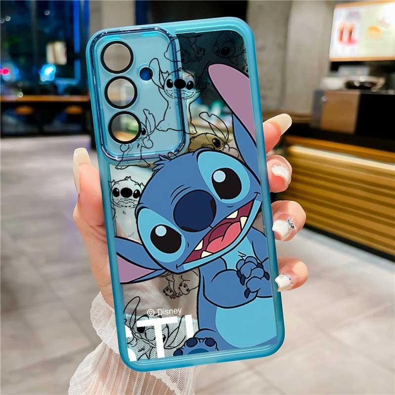 Samsung S25 Ultra S24 FE s24FE S24+ S25+ Plus Cover Joyful น่ารัก Stitch ยืดหยุ่นยางเคสโทรศัพท์ Frosted ปลอกโปร่งใส