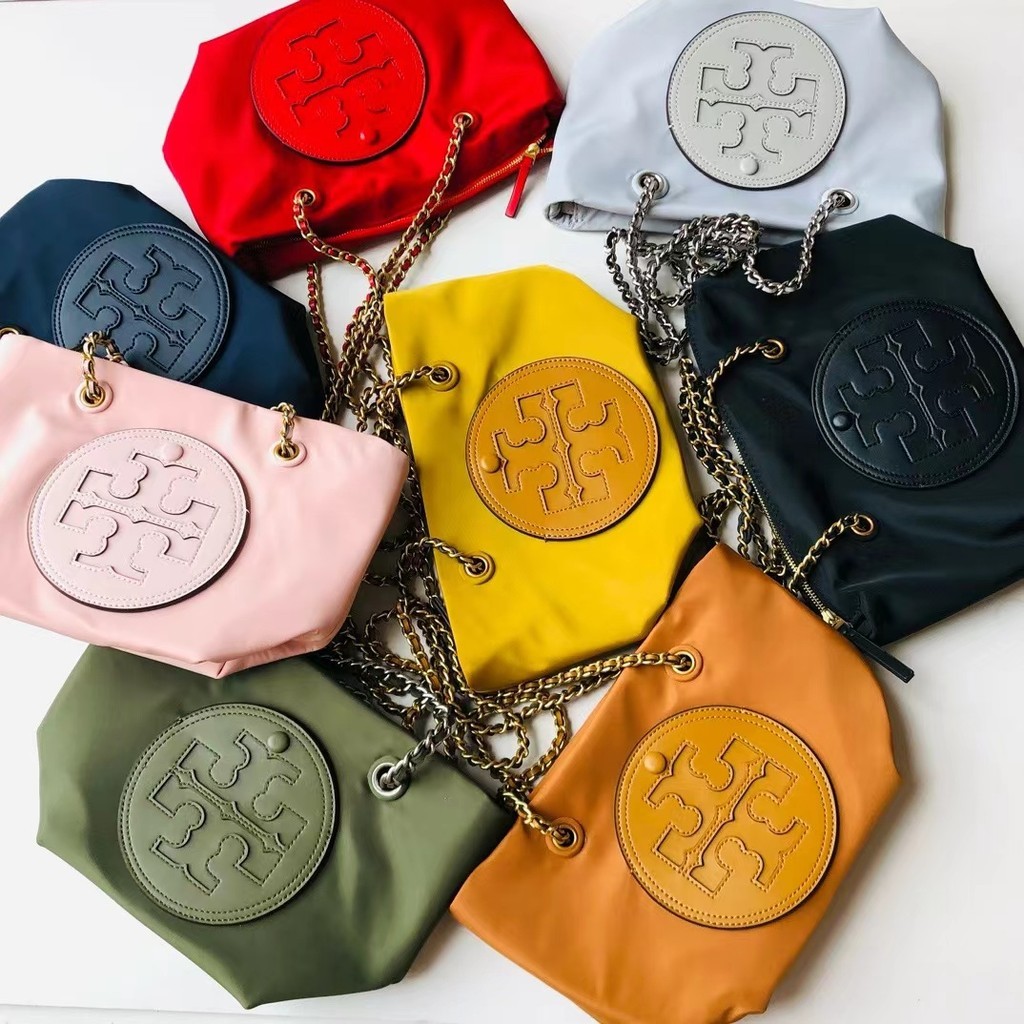 Tory Burch Counter ของขวัญล่าสุด Ella Series แปดสีไนลอนขนาดเล็กกระเป๋าสะพายโซ่กระเป๋าสะพายข้าง