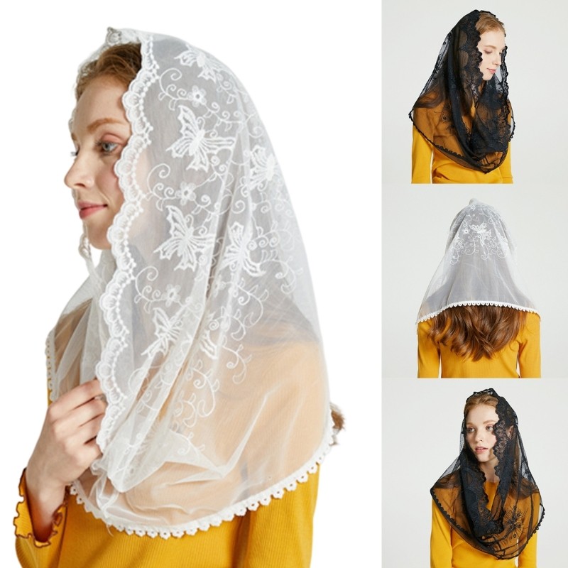 Whi Church Scarf Mantilla Veil คาทอลิกโบสถ์ Veil Lace Chapel Veil Mandilla Veil