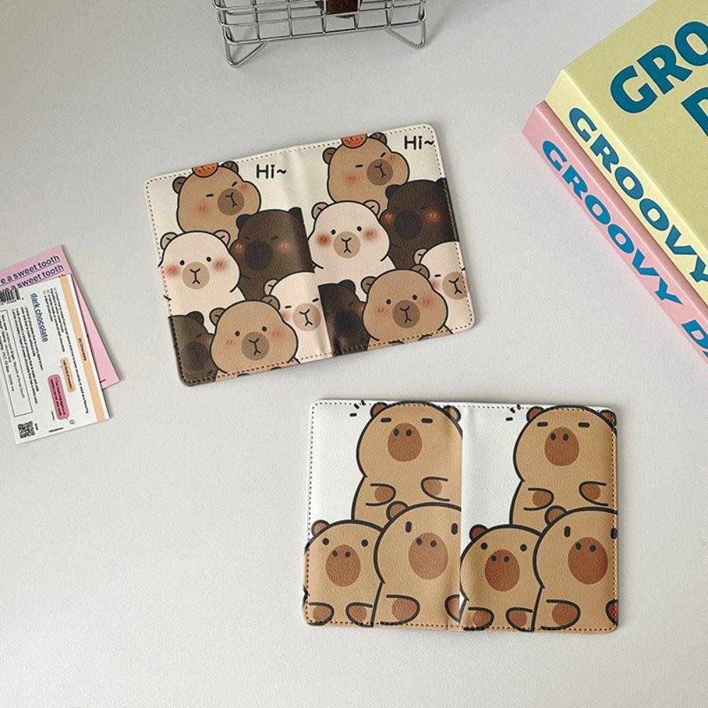 Bubble Passport Bag, Multi-function Ultra-thin Capybara Passport Holder, Portable Cartoon PU Leather Credit Card Wallet Travel Accessories