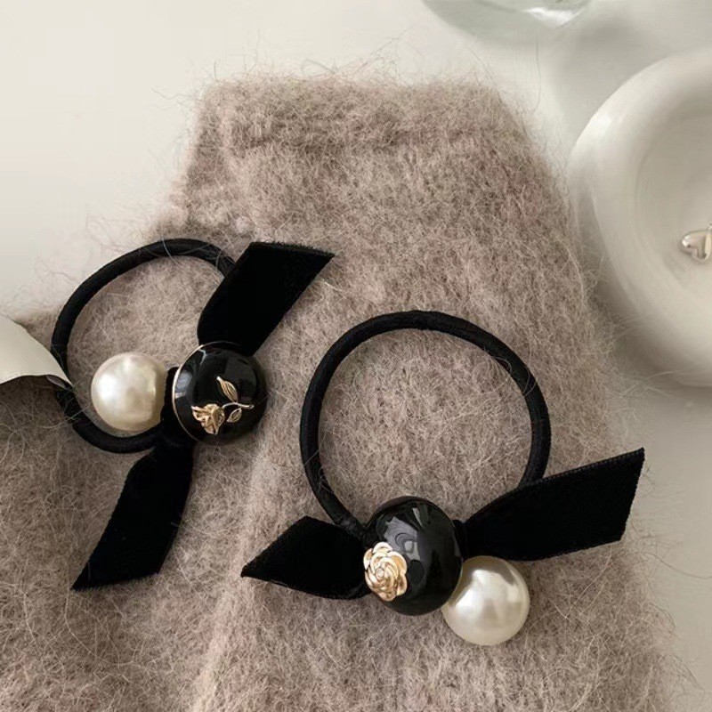 เชือกผูกผมโบว์มุกเลียนแบบ ดอกเคมีเลีย ฝรั่งเศส 2025 แหวนผมทันสมัยสไตล์ใหม่ - รูปที่ 2