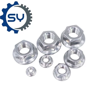 [SENYAN]หัวน็อต ตัวเมีย ติดแหวน สแตนเลส 304 เกลียวมิล หยาบ M6 M8 M10 M12 M14 M16 M20 Hexagon Flange Nut /w Serration SUS304