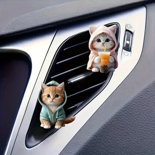 แมวน่ารักออกแบบคลิปน้ําหอมปรับอากาศในรถยนต์,ช่องระบายอากาศในรถยนต์อโรมาเทอราพีแท็บเล็ตตกแต่ง,อุปกรณ์ตกแต่งภายในรถยนต์สําหรับผู้หญิงแล