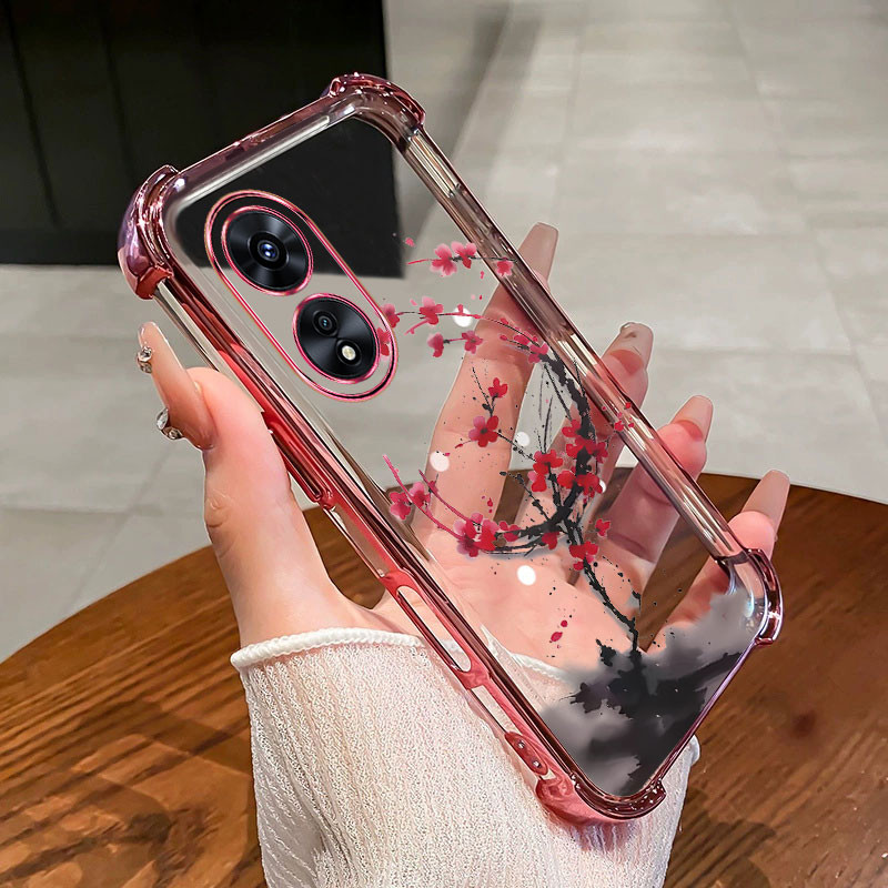 กันกระแทกcase สําหรับ oppo reno 8t 4G 5G เคสโทรศัพท์ TPU ใหม่ plum blossom โปร่งใส 2025 ราคาถูก softcase