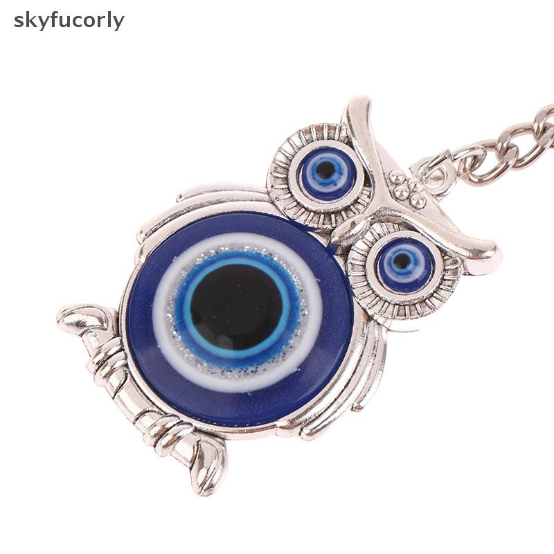 [SKY] Blue Evil Eye Owl Lucky Charm พวงกุญแจรถจี้กุญแจรถสัตว์แฟชั่นพวงกุญแจผู้ถือกระเป๋าอุปกรณ์เสริมเครื่องประดับ VN