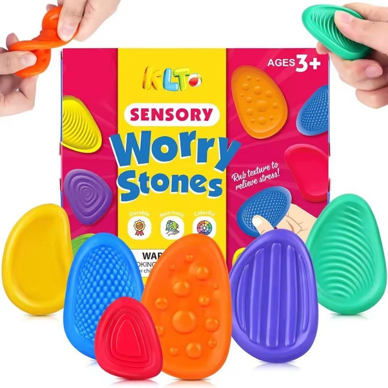 Sensory Fidget ของเล่นหินสําหรับเด็ก 6 แพ็ค Textured Soft Worry หินสําหรับออทิสติกวัยรุ่นความวิตกกังวลความเครียดบรรเทาของเล่นชุด ราคา ถูกที่สุด ดีลบีเคเค รูปภาพหลัก