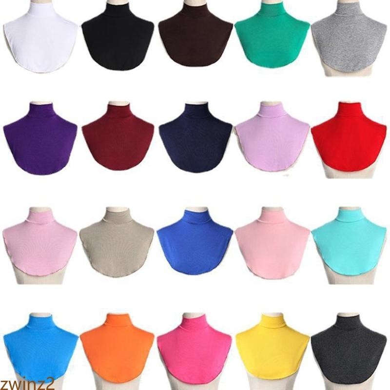 Women Muslim Turtleneck Fake Collar Hijab Extensions Solid Neck Cover Half Tops