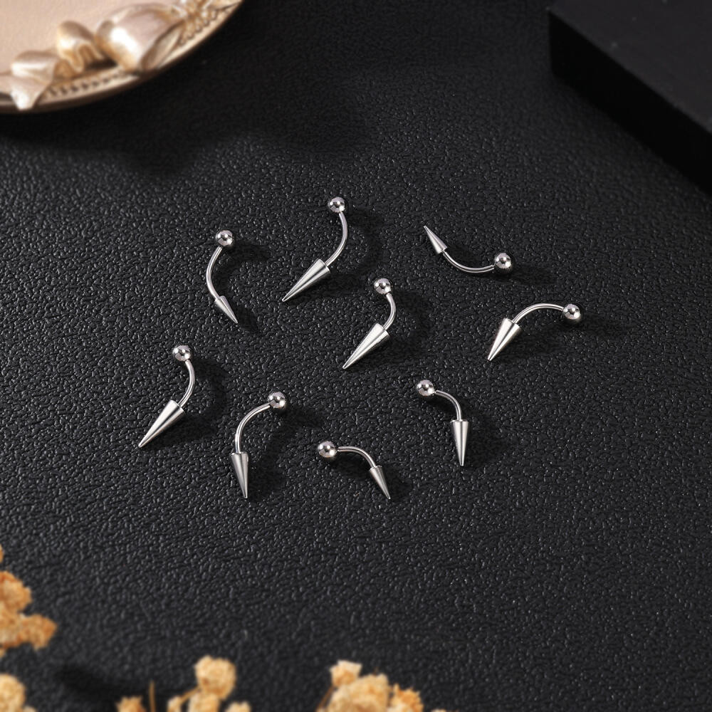 1 PC 18G สแตนเลสสตีลหู Punk ยาว Spike Eyebrow รูปที่ 4